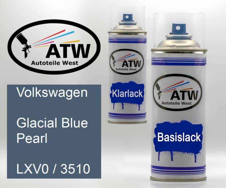 Volkswagen, Glacial Blue Pearl, LXV0 / 3510: 400ml Sprühdose + 400ml Klarlack - Set, von ATW Autoteile West.